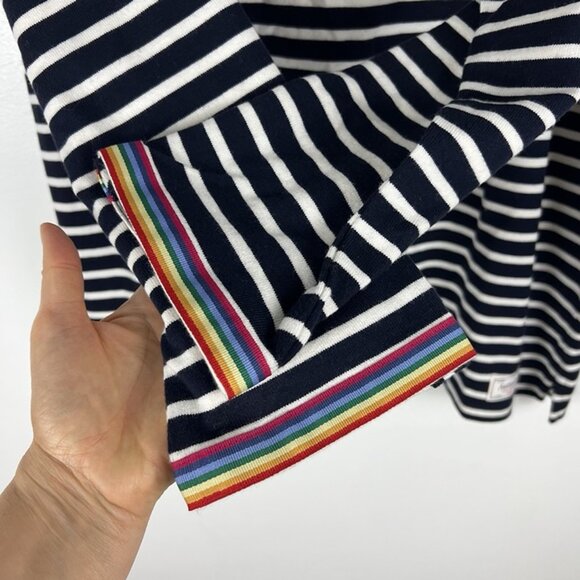Talbots Striped Cotton Knit Top sz 2X Nautical Long Sleeve Rainbow Trim Preppy - Picture 3 of 8
